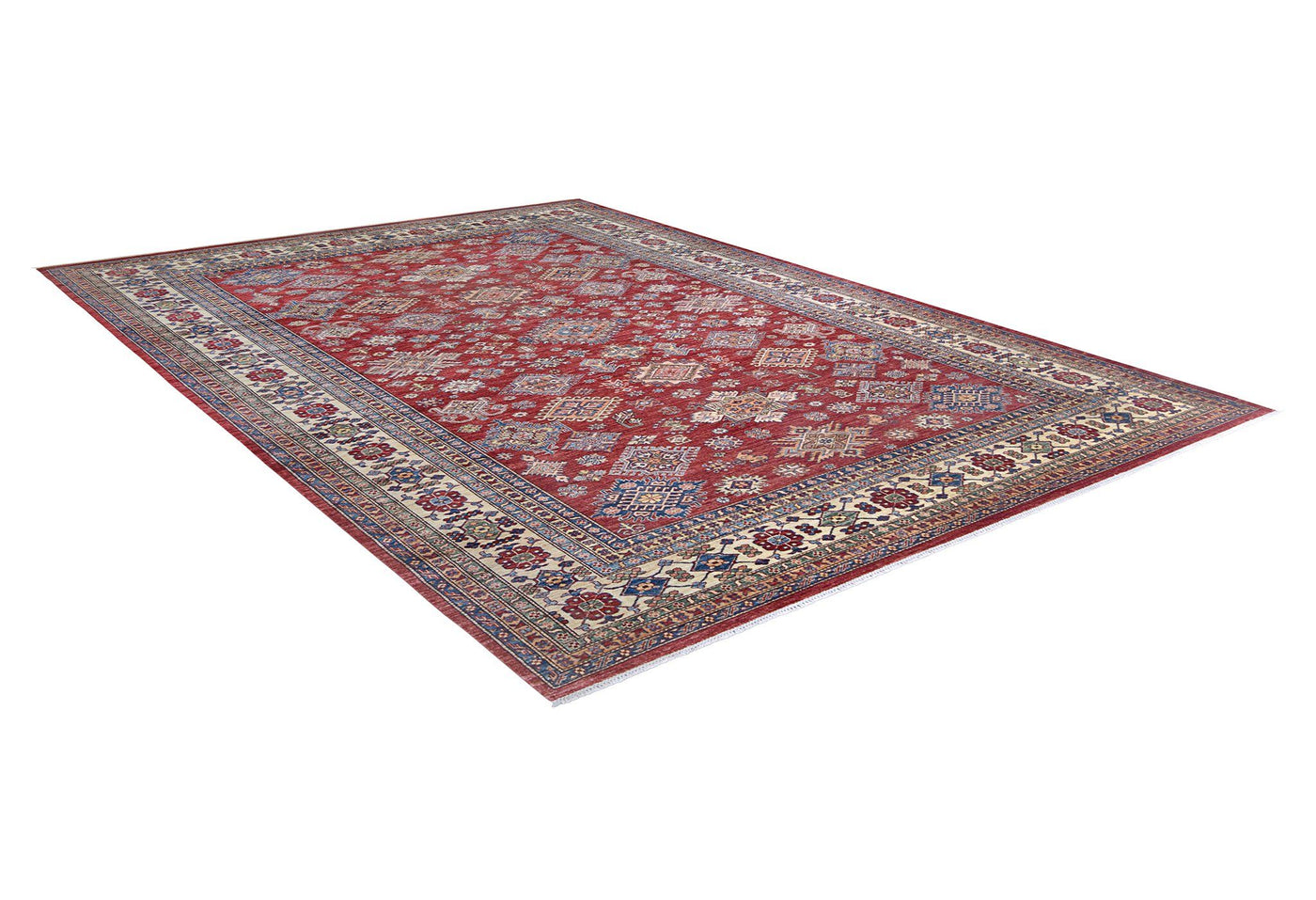 Kazak Geometric Multi Wool Rug handmade area rug Shop Tapis 