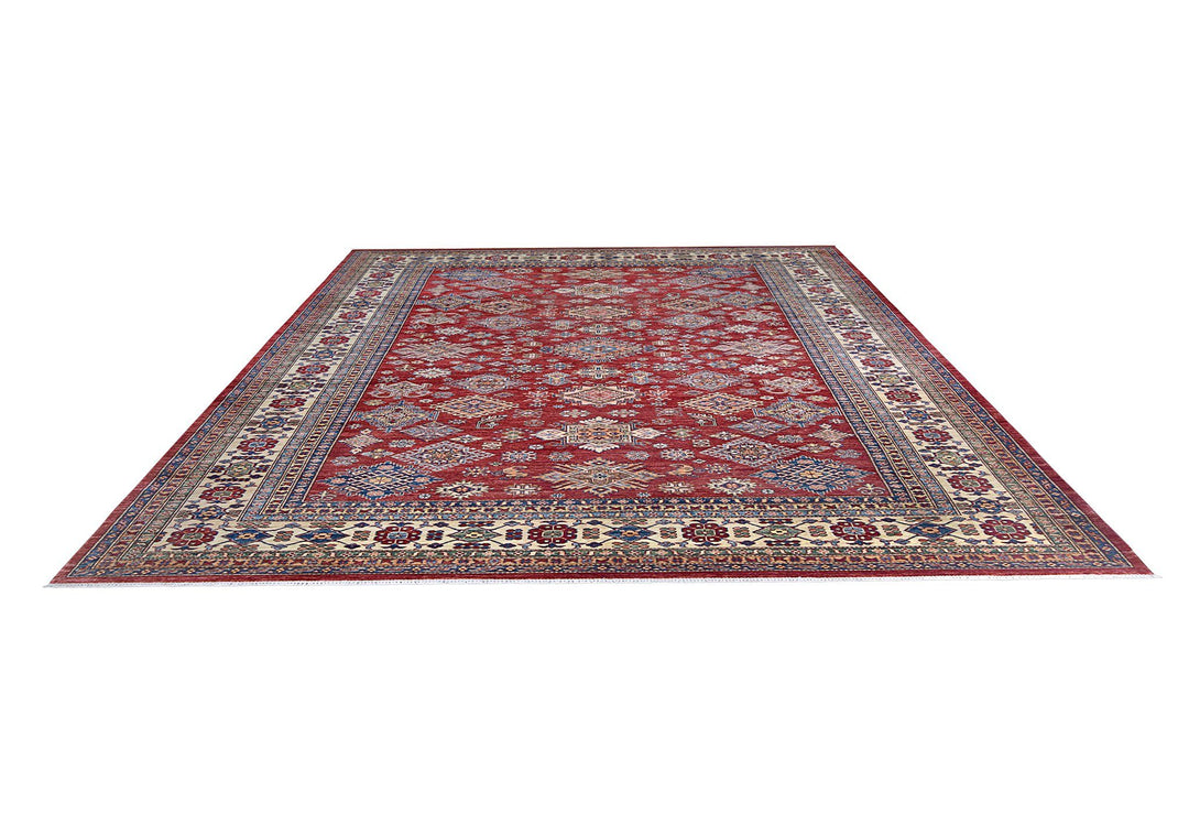 Kazak Geometric Multi Wool Rug handmade area rug Shop Tapis 