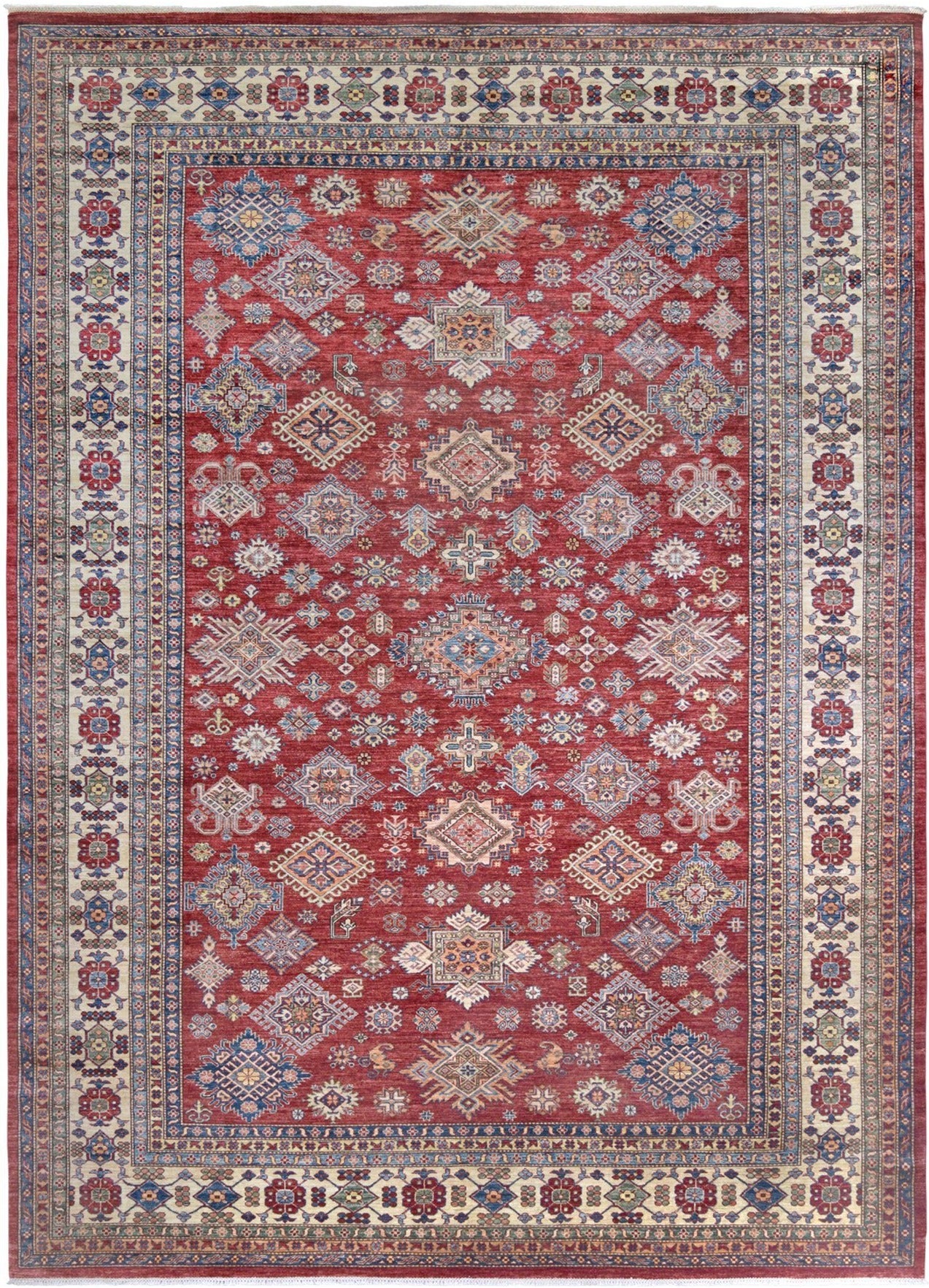Kazak Geometric Multi Wool Rug handmade area rug Shop Tapis 9'8 X 12'5" 