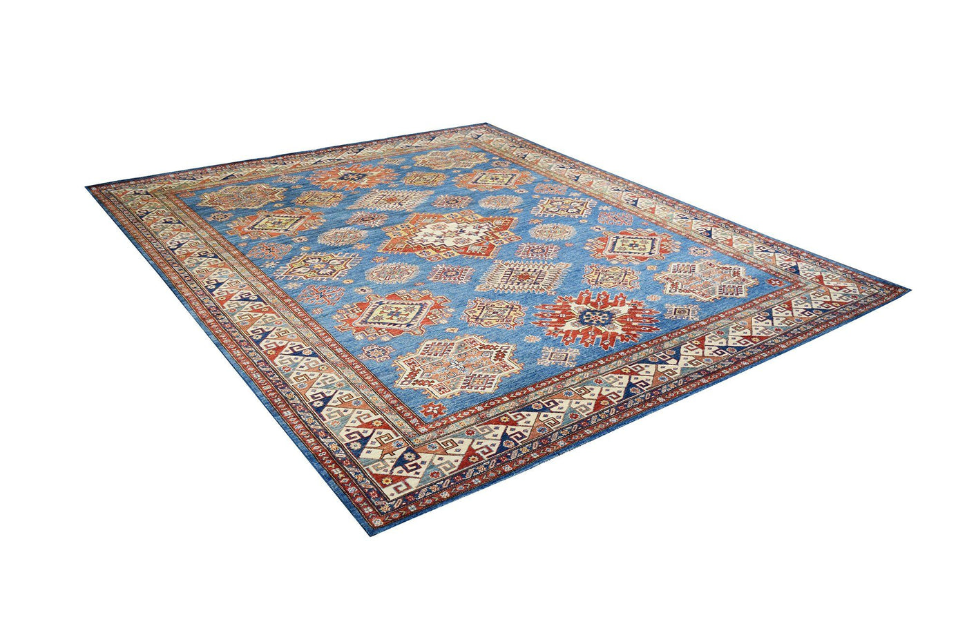 Kazak Natural Blue Rug handmade area rug Shop Tapis 8'2" X 9'9" 