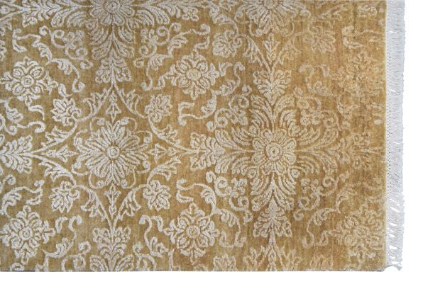 Luxe Gold Wool & Silk Rug Transitional Shop Tapis 