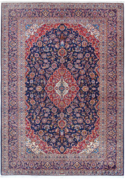 Persian Kashan Medallion Navy Rug handmade area rug Shop Tapis 