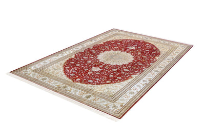 Qum Medallion Red Rug handmade area rug Shop Tapis 