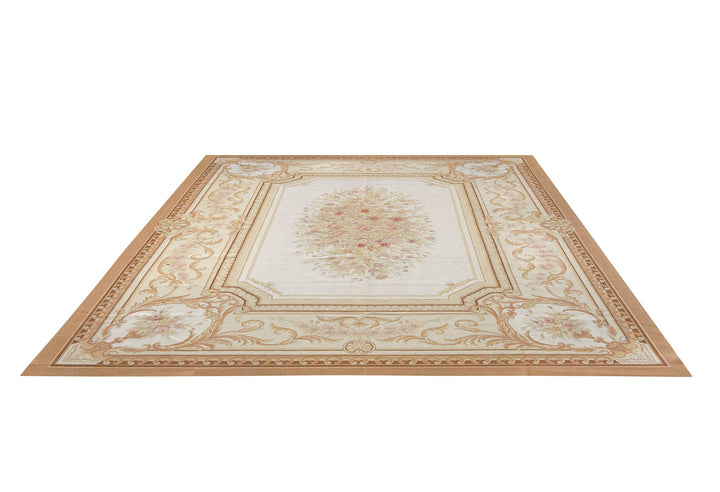 Savonnerie European Aubusson Beige Rug handmade area rug Shop Tapis 