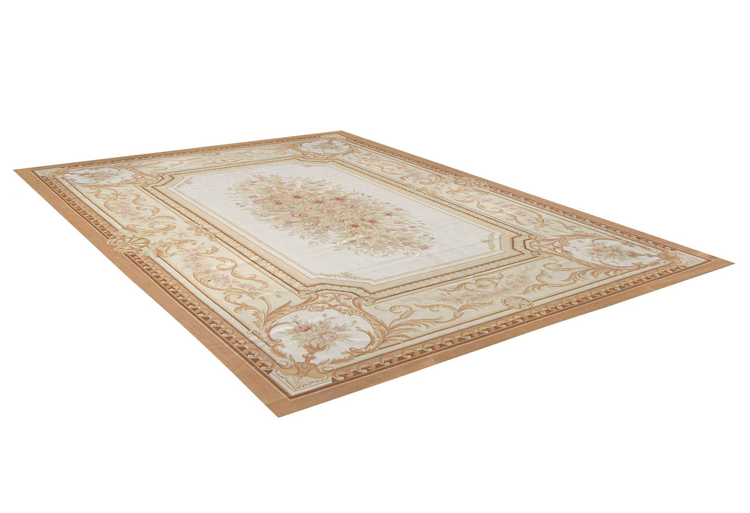 Savonnerie European Aubusson Beige Rug handmade area rug Shop Tapis 