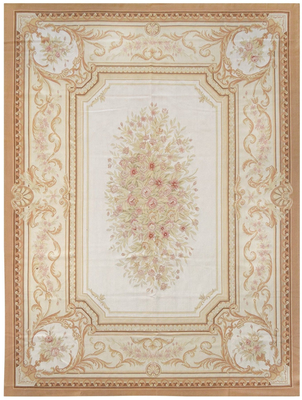 Savonnerie European Aubusson Beige Rug handmade area rug Shop Tapis 9 X 12 