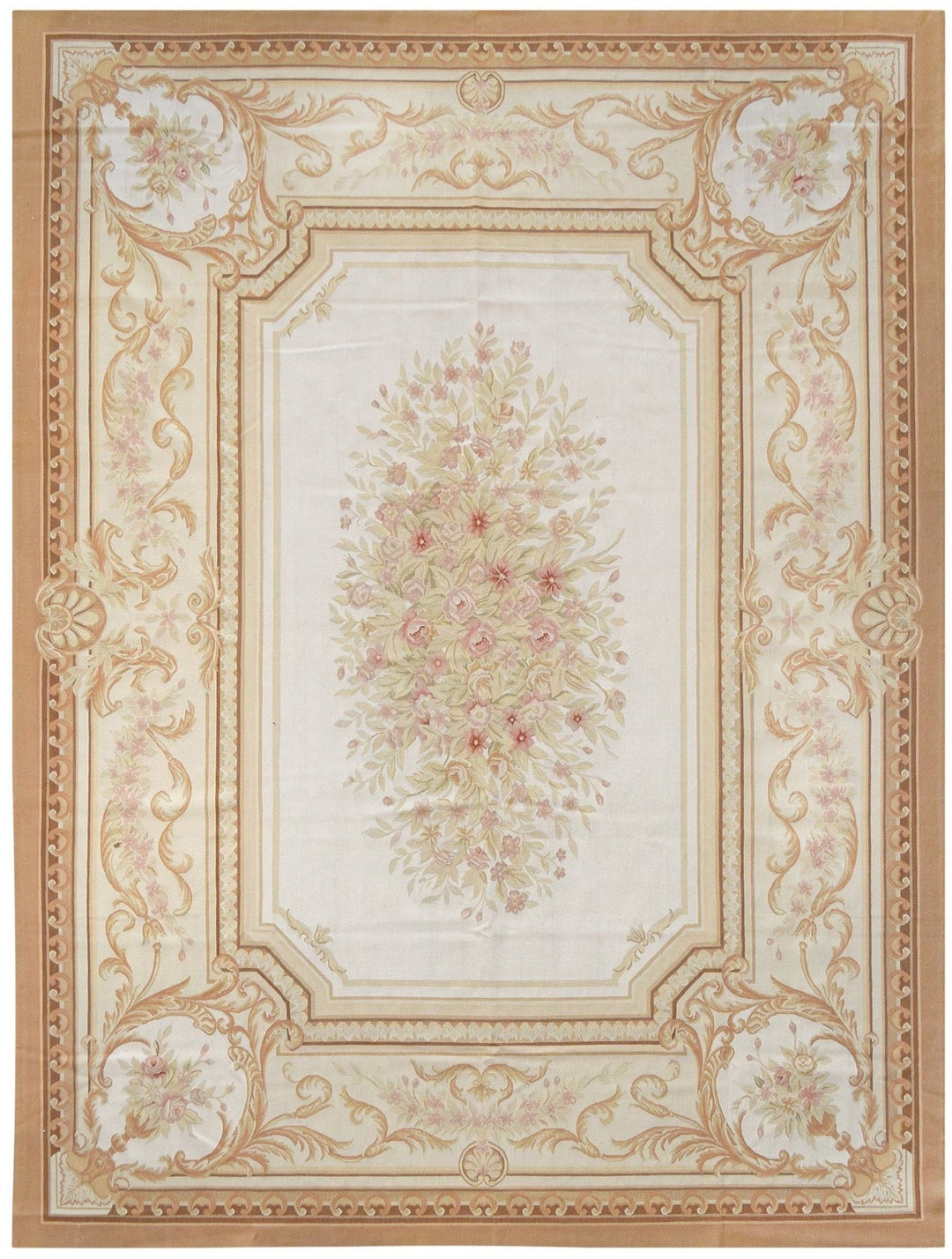 Savonnerie European Aubusson Beige Rug handmade area rug Shop Tapis 9 X 12 