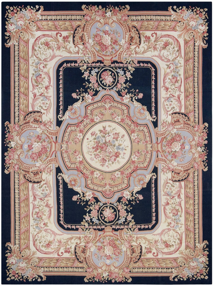 Savonnerie European Aubusson Dark Rug handmade area rug Shop Tapis 9 X 12 