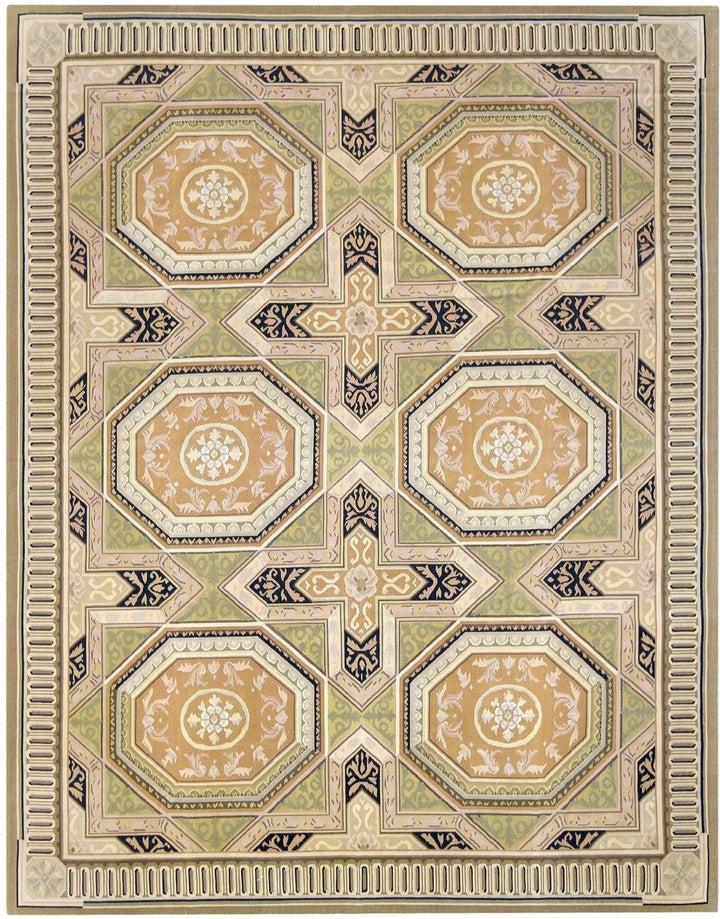 Savonnerie European Aubusson Gold & Sage Rug handmade area rug Shop Tapis 8 X 10 