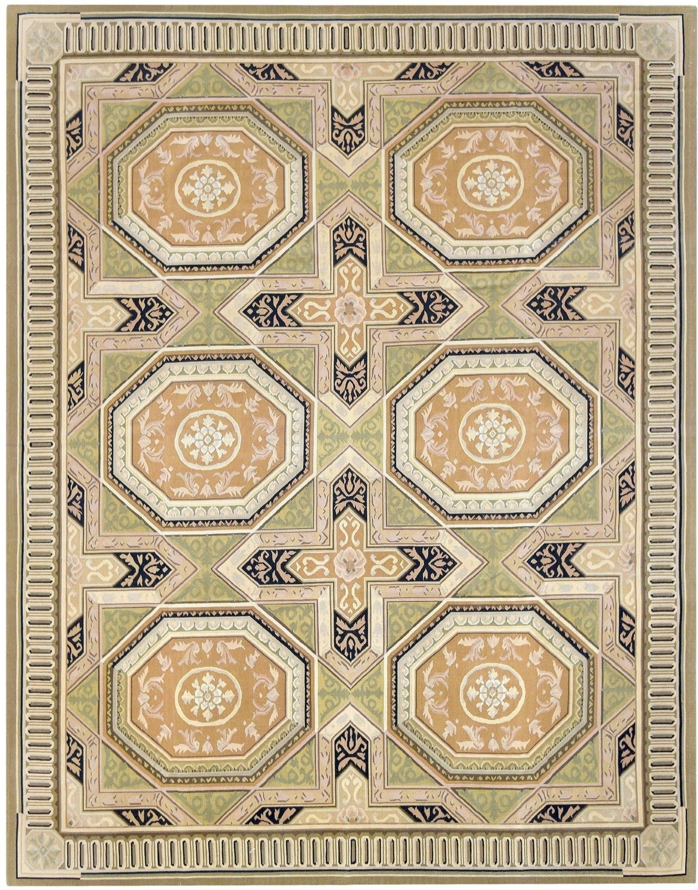 Savonnerie European Aubusson Gold & Sage Rug handmade area rug Shop Tapis 8 X 10 
