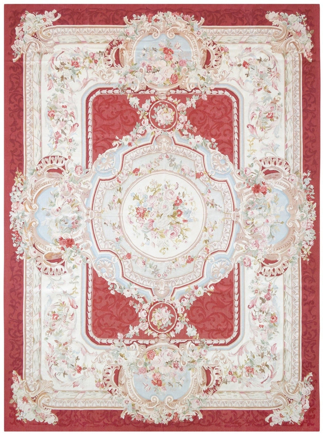 Savonnerie European Aubusson Rouge Rug handmade area rug Shop Tapis 9 X 12 