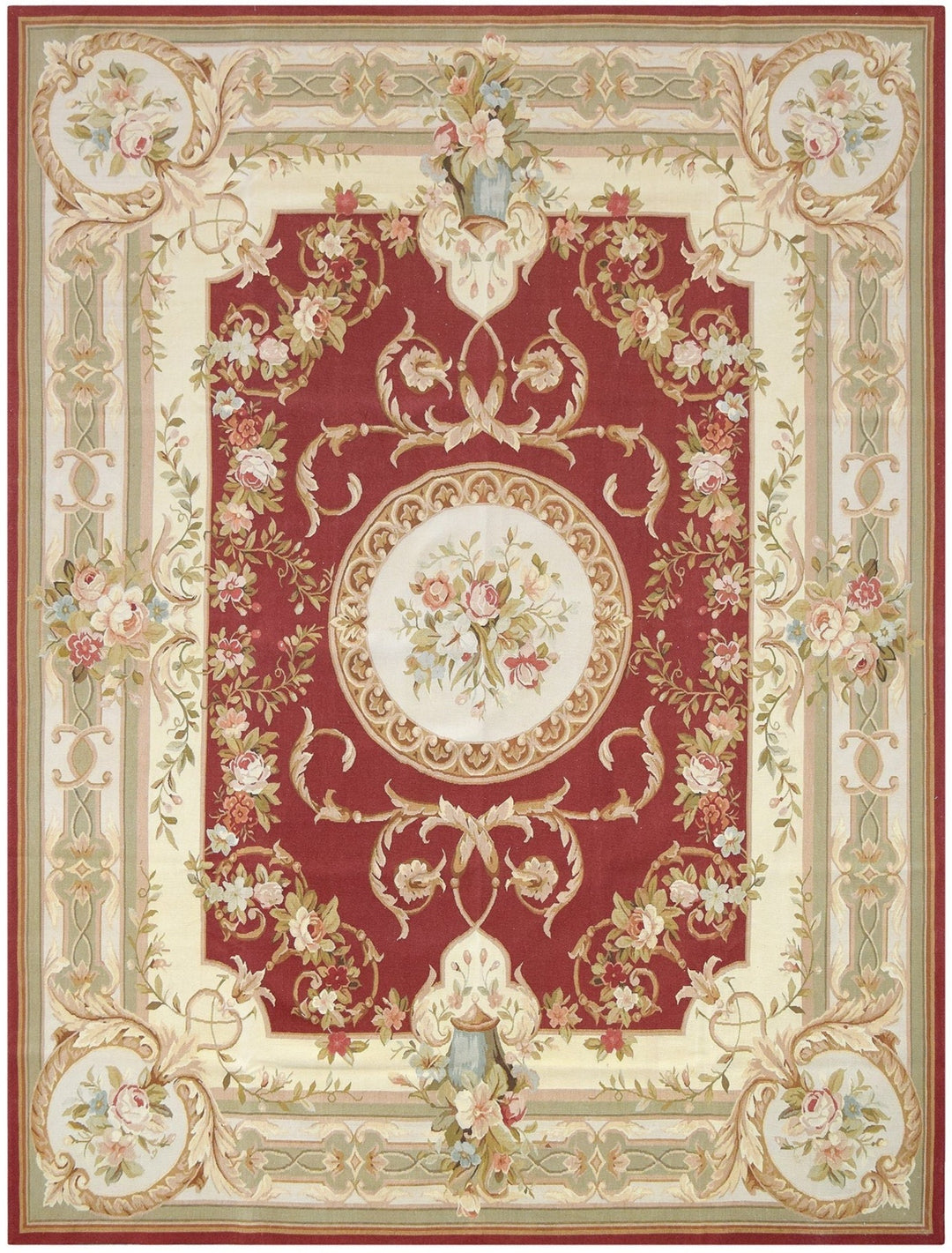 Savonnerie European Aubusson Rust & Beige Rug handmade area rug Shop Tapis 8 X 10 