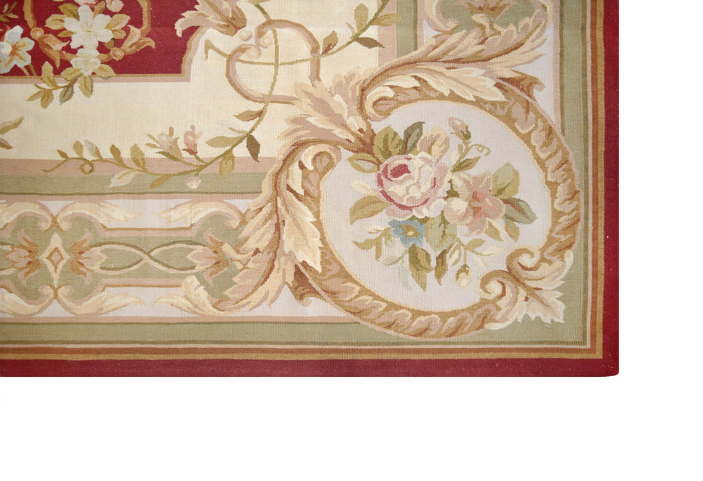 Savonnerie European Aubusson Rust & Beige Rug handmade area rug Shop Tapis 