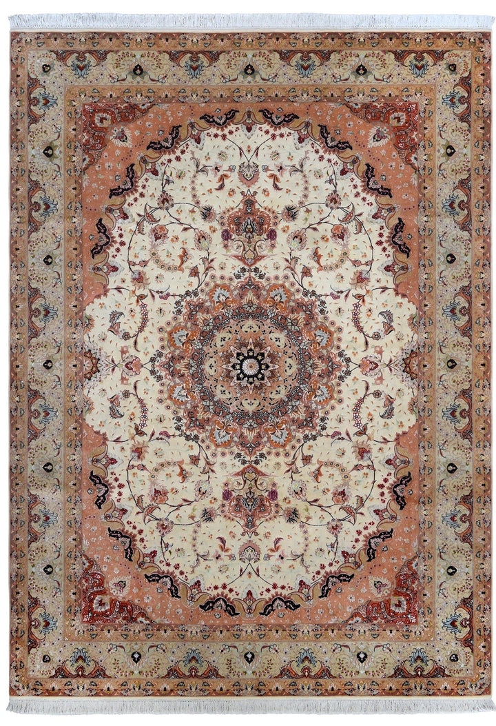 Tabriz Ivory & Taupe Rug handmade area rug Shop Tapis 