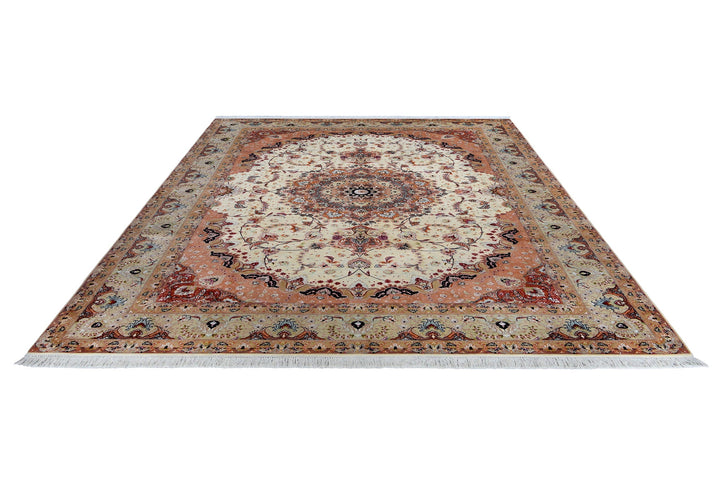 Tabriz Ivory & Taupe Rug handmade area rug Shop Tapis 