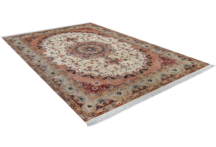 Tabriz Ivory & Taupe Rug handmade area rug Shop Tapis 