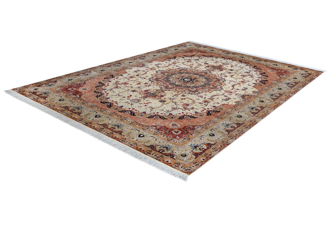 Tabriz Ivory & Taupe Rug handmade area rug Shop Tapis 