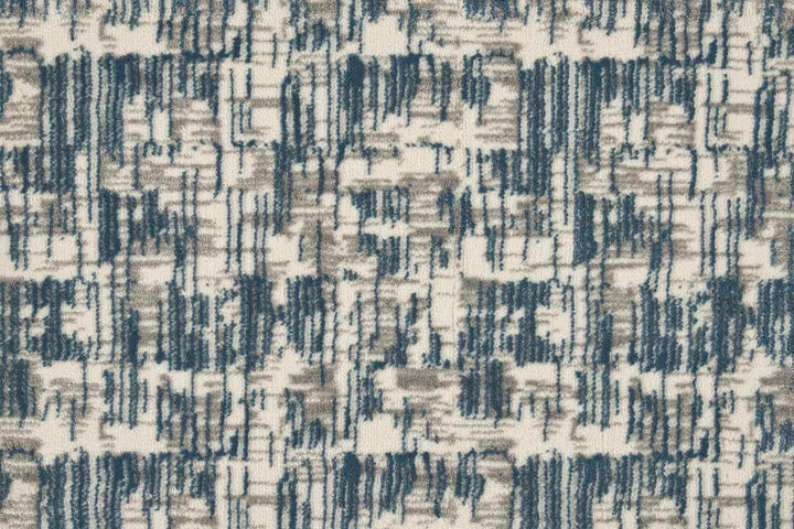 Velvet Vibes Abstract Stair Runner / Broadloom Stair runner Shop Tapis Ivory / Blue 22"-41" Runner Width 